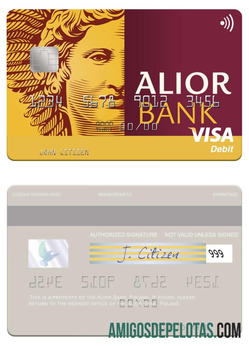 Poland Alior Bank Visa Debit Card template
